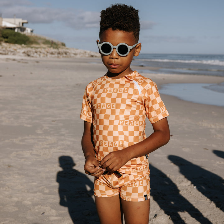 CHECKERED PEACE SWIMSHORT