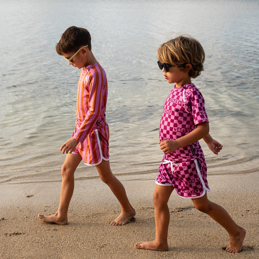 Checkered Vacay Swim Trunks