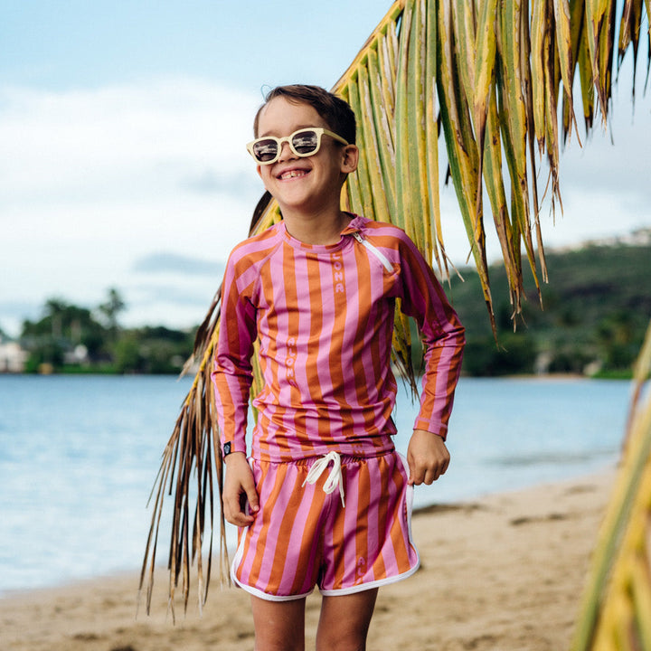 Aloha Stripes Swim Trunks