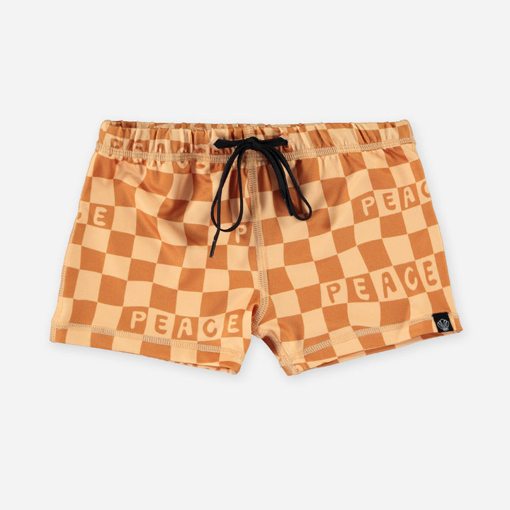 CHECKERED PEACE SWIMSHORT