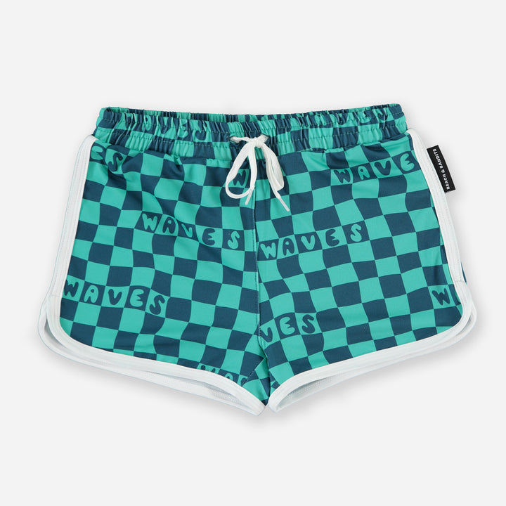 Checkered Waves Swim Trunks
