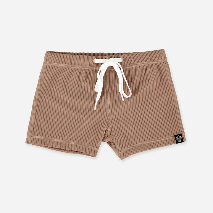 CHOCOLATE RIBBED SWIMSHORT