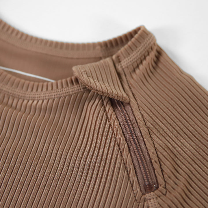 CHOCOLATE RIBBED LS TEE