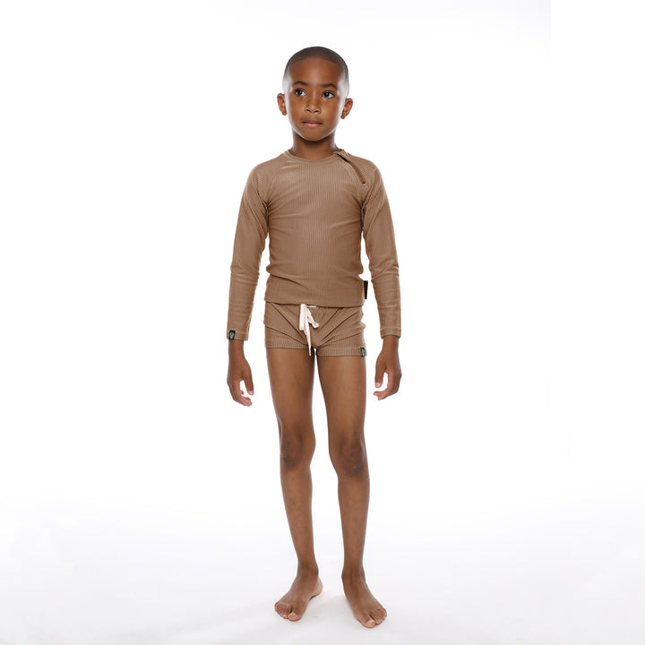 CHOCOLATE RIBBED SWIMSHORT