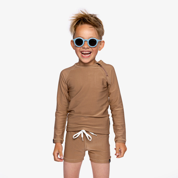 CHOCOLATE RIBBED LS TEE