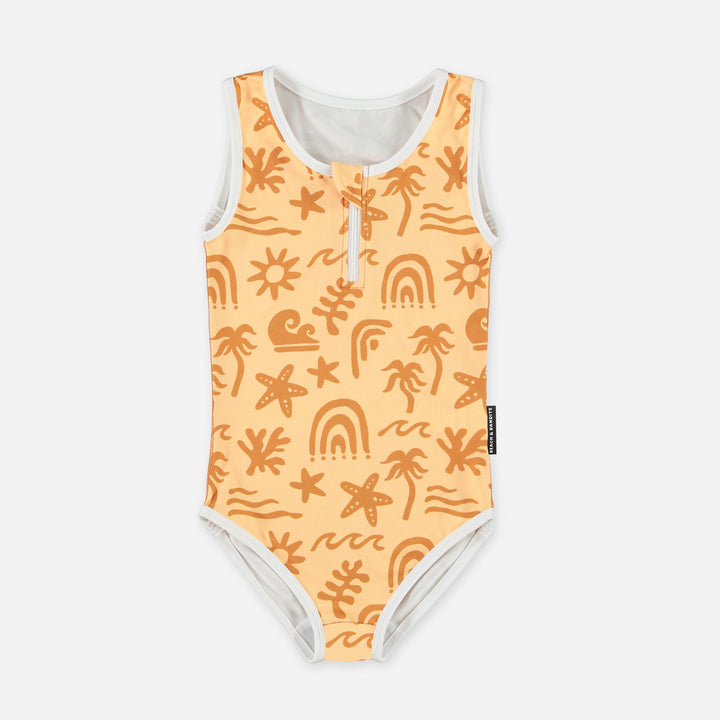 TROPICAL VIBES APRICOT SWIMSUIT