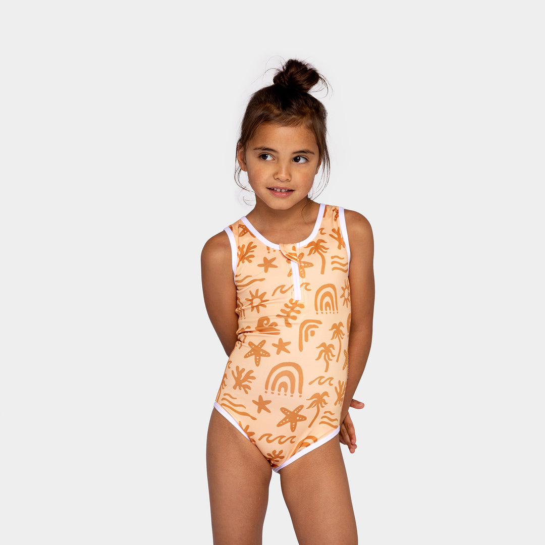 TROPICAL VIBES APRICOT SWIMSUIT